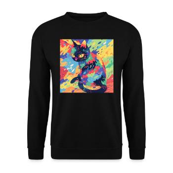 Cat, Cat Motif - Unisex Sweatshirt - black - Front - Alina (178cm) & Michal (187cm)