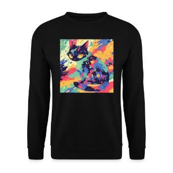 Cat, Cat Motif - Unisex Sweatshirt - black - Front - Alina (178cm) & Michal (187cm)