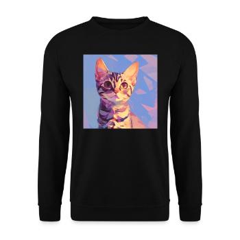 Katze, katzenmotiv - Unisex Pullover - Schwarz - Vorne - Alina (178cm) & Michal (187cm)
