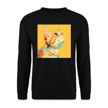 Cat, Cat Motif - Unisex Sweatshirt - black - Front - Alina (178cm) & Michal (187cm)