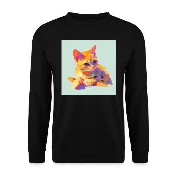 Chat, Motif De Chat - Sweat-shirt Unisexe - noir - Devant - Alina (178cm) & Michal (187cm)