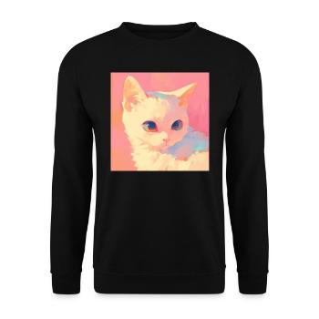 Chat, Motif De Chat - Sweat-shirt Unisexe - noir - Devant - Alina (178cm) & Michal (187cm)