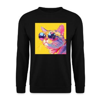 Cat, Cat Motif - Unisex Sweatshirt - black - Front - Alina (178cm) & Michal (187cm)