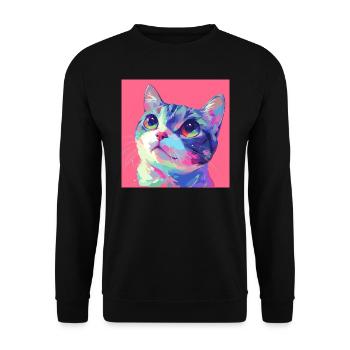 Cat, Cat Motif - Unisex Sweatshirt - black - Front - Alina (178cm) & Michal (187cm)