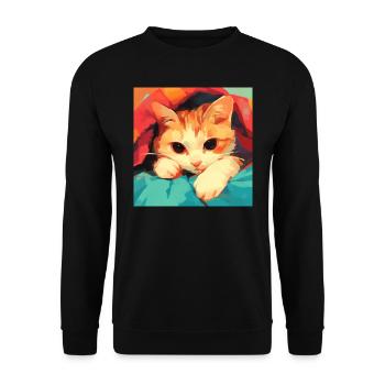 Cat, Cat Motif - Unisex Sweatshirt - black - Front - Alina (178cm) & Michal (187cm)