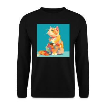 Cat, Cat Motif - Unisex Sweatshirt - black - Front - Alina (178cm) & Michal (187cm)