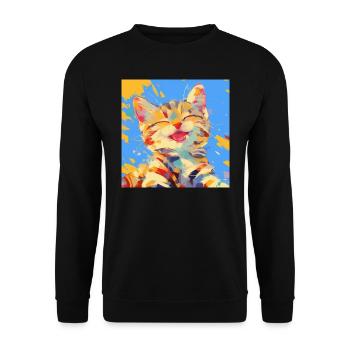 Cat, Cat Motif - Unisex Sweatshirt - black - Front - Alina (178cm) & Michal (187cm)