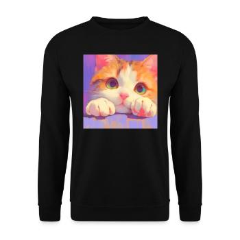 Cat, Cat Motif - Unisex Sweatshirt - black - Front - Alina (178cm) & Michal (187cm)