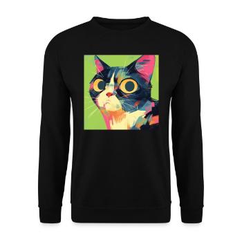 Cat, Cat Motif - Unisex Sweatshirt - black - Front - Alina (178cm) & Michal (187cm)