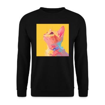 Cat, Cat Motif - Unisex Sweatshirt - black - Front - Alina (178cm) & Michal (187cm)
