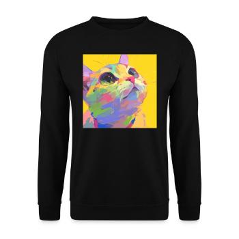 Cat, Cat Motif - Unisex Sweatshirt - black - Front - Alina (178cm) & Michal (187cm)