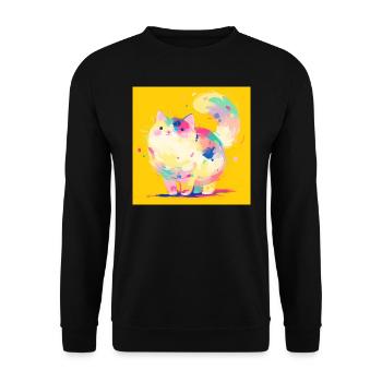 Cat, Cat Motif - Unisex Sweatshirt - black - Front - Alina (178cm) & Michal (187cm)