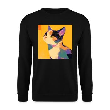 Chat, Motif De Chat - Sweat-shirt Unisexe - noir - Devant - Alina (178cm) & Michal (187cm)