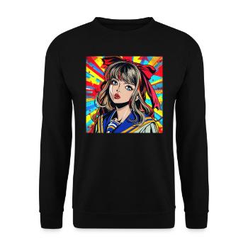 anime, mädchen, retro, waifu, japan - Unisex Pullover - Schwarz - Vorne - Alina (178cm) & Michal (187cm)