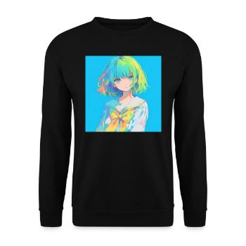 anime, schulmädchen, waifu, japan - Unisex Pullover - Schwarz - Vorne - Alina (178cm) & Michal (187cm)