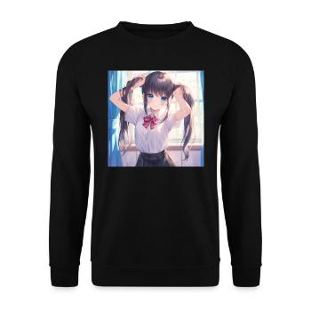 anime, schulmädchen, waifu, japan - Unisex Pullover - Schwarz - Vorne - Alina (178cm) & Michal (187cm)