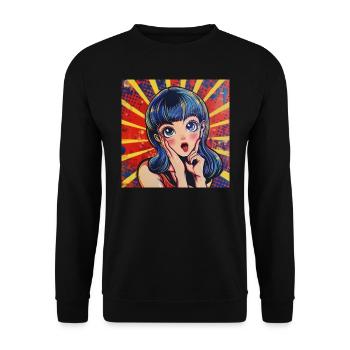 anime, retro waifu, japan - Unisex Pullover - Schwarz - Vorne - Alina (178cm) & Michal (187cm)