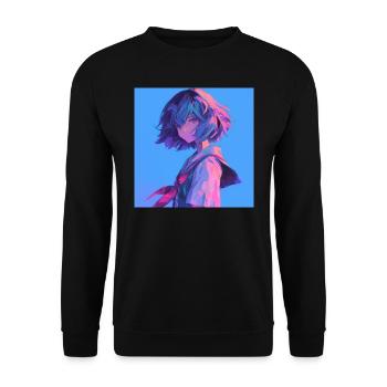 anime, schulmädchen, waifu, japan - Unisex Pullover - Schwarz - Vorne - Alina (178cm) & Michal (187cm)
