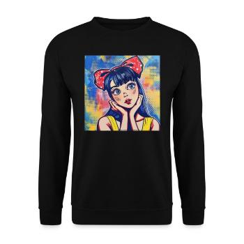 anime, retro waifu, japan - Unisex Pullover - Schwarz - Vorne - Alina (178cm) & Michal (187cm)
