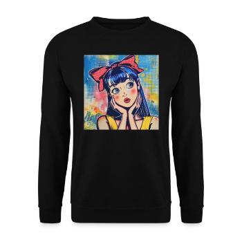 anime, waifu, japan - Unisex Pullover - Schwarz - Vorne - Alina (178cm) & Michal (187cm)