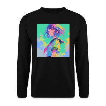 Anime, Écolière, Waifu, Japon - Sweat-shirt Unisexe - noir - Devant - Alina (178cm) & Michal (187cm)