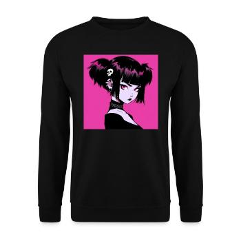 Anime, Fille Gothique, Waifu, Japon - Sweat-shirt Unisexe - noir - Devant - Alina (178cm) & Michal (187cm)