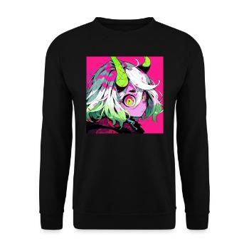 Anime, Fille Démon, Waifu, Japon - Sweat-shirt Unisexe - noir - Devant - Alina (178cm) & Michal (187cm)