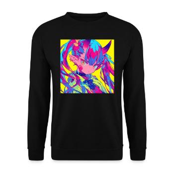 anime, demon girl, waifu, japan - Unisex Pullover - Schwarz - Vorne - Alina (178cm) & Michal (187cm)