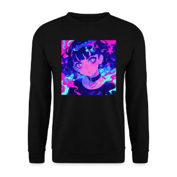 anime, gothic girl, waifu, japan - Unisex Pullover - Schwarz - Vorne - Alina (178cm) & Michal (187cm)