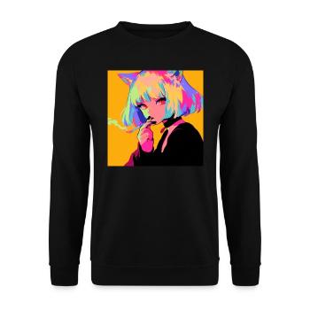 Anime, Cat Girl, Waifu, Japan - Unisex Sweatshirt - black - Front - Alina (178cm) & Michal (187cm)