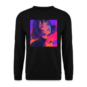 Anime, Gothic Girl, Waifu, Japan - Unisex Sweatshirt - black - Front - Alina (178cm) & Michal (187cm)