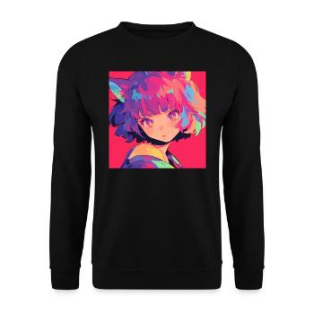 Anime, Cat Girl, Waifu, Japan - Unisex Sweatshirt - black - Front - Alina (178cm) & Michal (187cm)