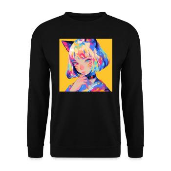 Anime, Cat Girl, Waifu, Japan - Unisex Sweatshirt - black - Front - Alina (178cm) & Michal (187cm)
