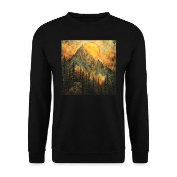 Berge, Landschaft, Natur, Bäume, Sonne - Unisex Pullover - Schwarz - Vorne - Alina (178cm) & Michal (187cm)