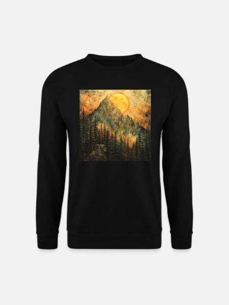Mountains, Landscape, Nature, Trees, Sun - Unisex Sweatshirt - black