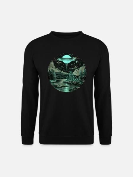 OVNI, Nature, Lune, Lac, Extraterrestre, Arbres - Sweat-shirt Unisexe - noir