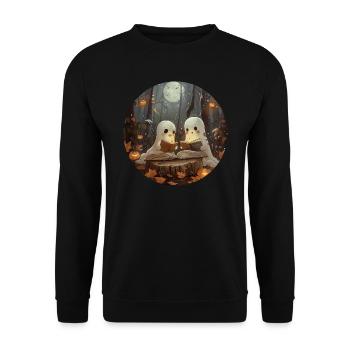 Ghosts, Reading, Book, Library, Halloween - Unisex Sweatshirt - black - Front - Alina (178cm) & Michal (187cm)
