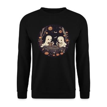 Ghosts, Reading, Book, Library, Halloween - Unisex Sweatshirt - black - Front - Alina (178cm) & Michal (187cm)