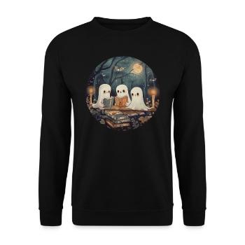 Ghosts, Reading, Book, Library, Halloween - Unisex Sweatshirt - black - Front - Alina (178cm) & Michal (187cm)