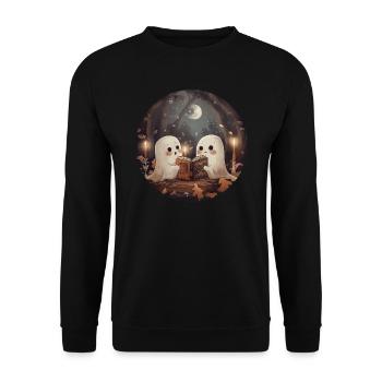 Ghosts, Reading, Book, Library, Halloween - Unisex Sweatshirt - black - Front - Alina (178cm) & Michal (187cm)