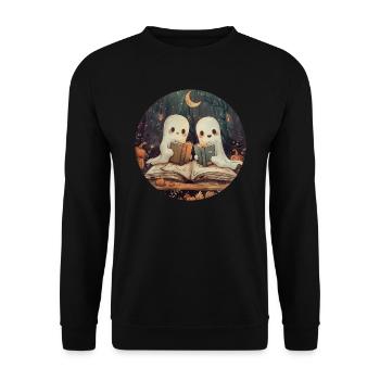 Ghosts, Reading, Book, Library, Halloween - Unisex Sweatshirt - black - Front - Alina (178cm) & Michal (187cm)