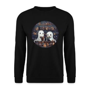 Ghosts, Reading, Book, Library, Halloween - Unisex Sweatshirt - black - Front - Alina (178cm) & Michal (187cm)