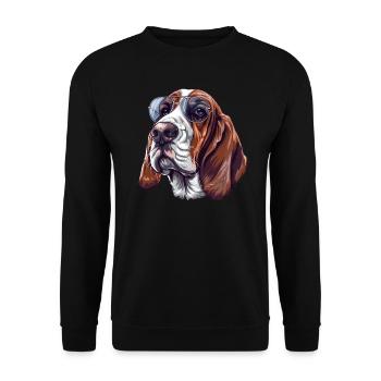 Basset Hound, Dog, Sunglasses, Summer - Unisex Sweatshirt - black - Front - Alina (178cm) & Michal (187cm)