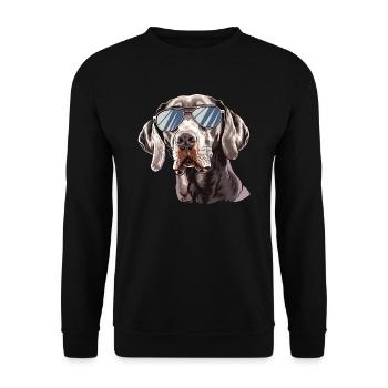 Weimaraner, hund, Sonnenbrille, sommer - Unisex Pullover - Schwarz - Vorne - Alina (178cm) & Michal (187cm)