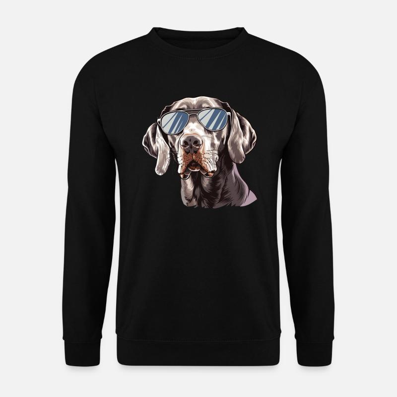 Weimaraner, hund, Sonnenbrille, sommer - Unisex Pullover - Schwarz