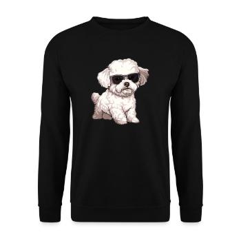 Bichon Frise, Bichon Frisé, Dog, Sunglasses - Unisex Sweatshirt - black - Front - Alina (178cm) & Michal (187cm)