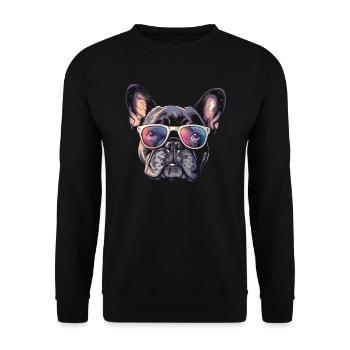 Französische Bulldogge, Frenchie, French Bulldog, - Unisex Pullover - Schwarz - Vorne - Alina (178cm) & Michal (187cm)