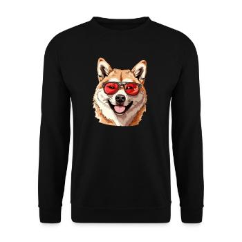 Akita, dog, sunglasses, summer - Unisex Sweatshirt - black - Front - Alina (178cm) & Michal (187cm)