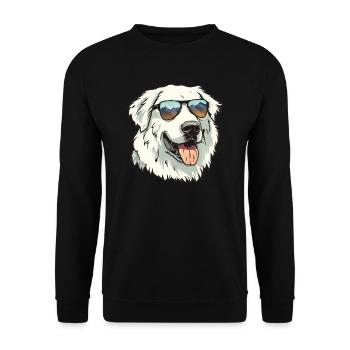 Pyrenäenberghund, Great Pyrenees, Hund - Unisex Pullover - Schwarz - Vorne - Alina (178cm) & Michal (187cm)