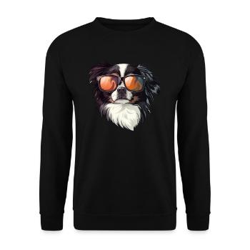 Japan chin, dog, sunglasses, summer, gift - Unisex Sweatshirt - black - Front - Alina (178cm) & Michal (187cm)